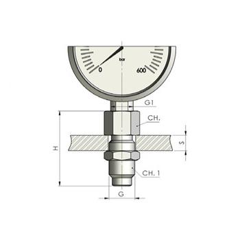 Pressure gauge adaptor - BSP Swivel female - M16x2.0 Male