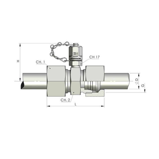 Straight test coupling - Metric Swivel female - M16x2.0 Male - L-series