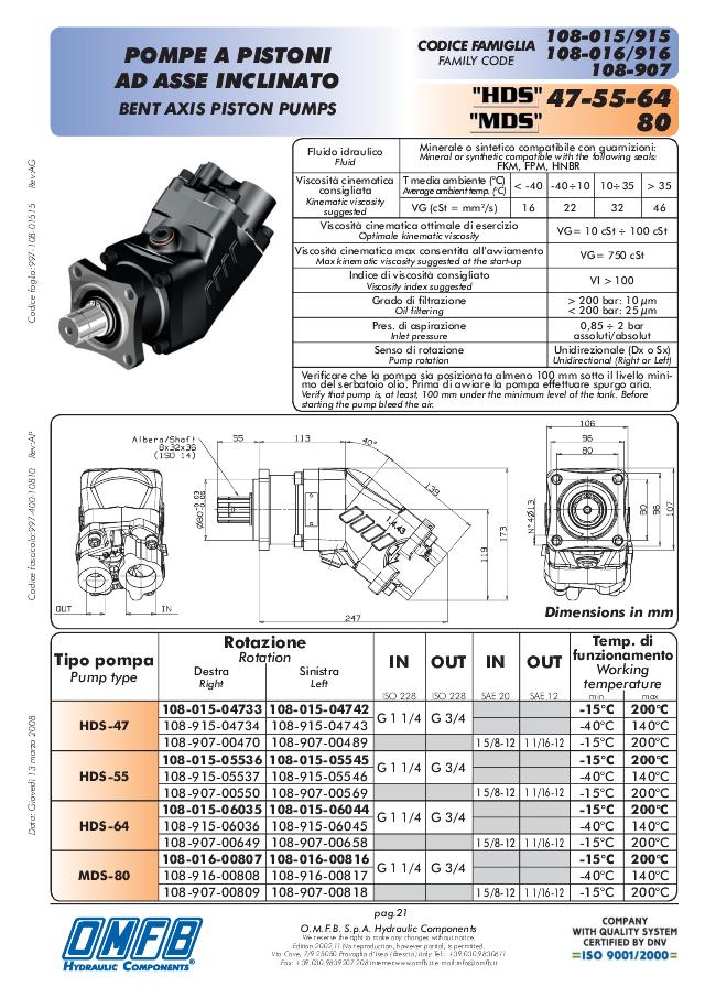 Bent Axis pumpe HDS 64 D ISO right