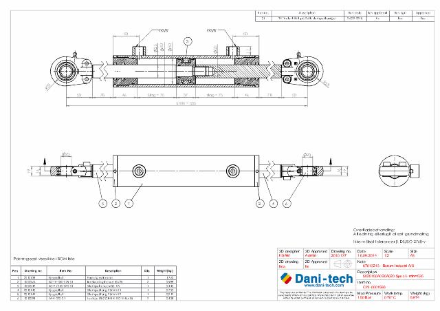 Cylinder Lmin = 535 mm