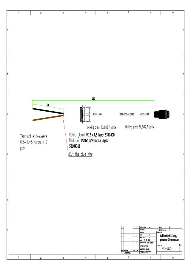 Kabel til pressostat m. M12