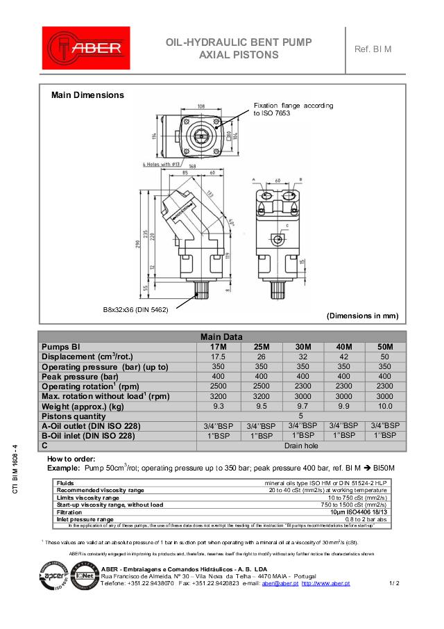 Bent Axis pumpe  30 cc Right