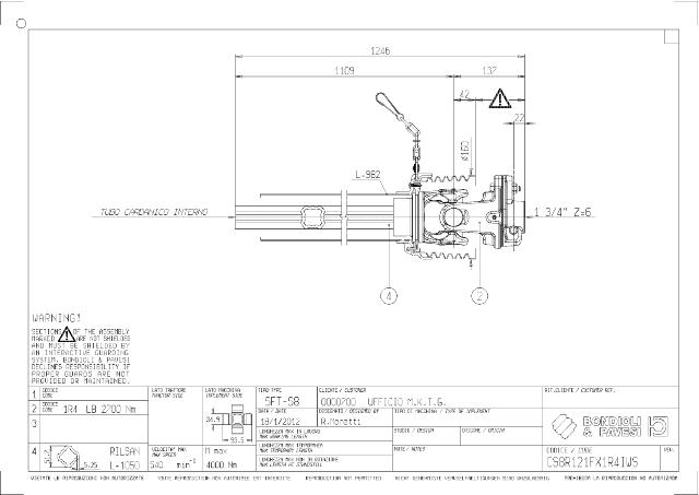 S8 Standard PTO Aksel indv. halvpart Lz: 1210mm | 1 3/4 Z6 - LB - Boltekobling med kilebolt