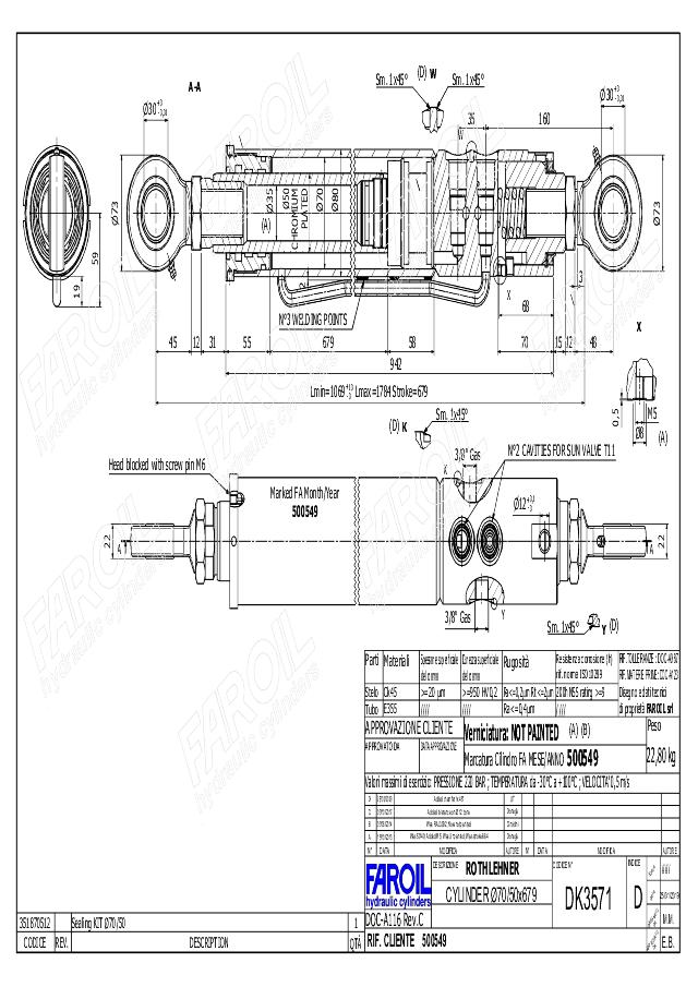 Cylinder Lmin = 1105 mm