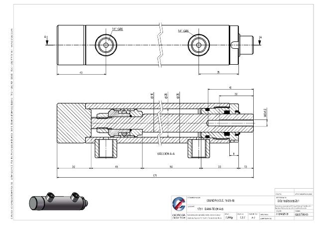 Dobbeltvirkende hydraulikcylinder 25/16 x 50 mm