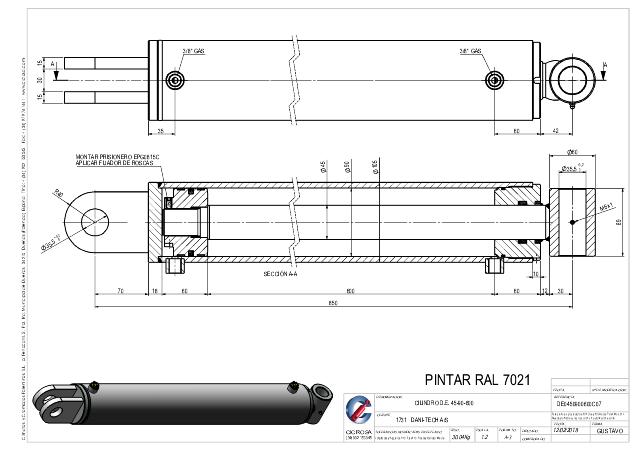 Cylinder l-min = 850 mm