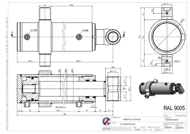 Cylinder l-min = 385 mm