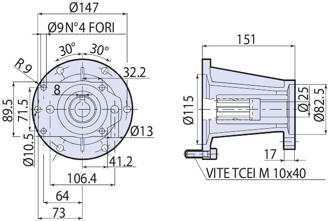 Flange for SAE-A m/Ø 25mm