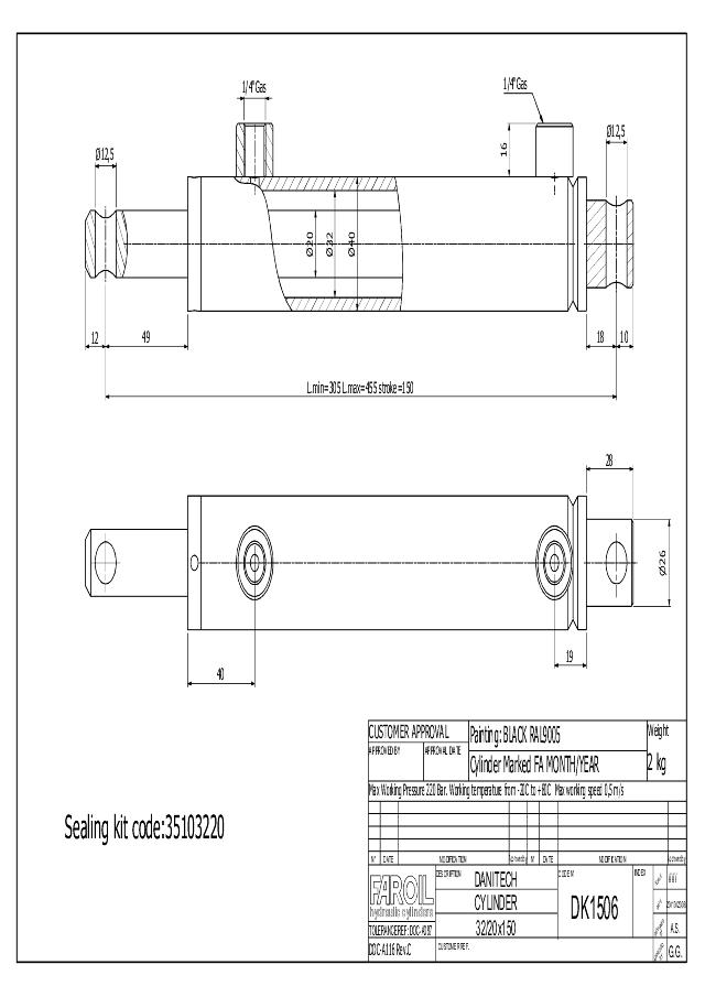 Cylinder l-Min = 305 mm