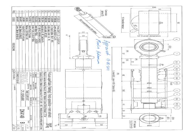 Cylinder l-min = 855 mm