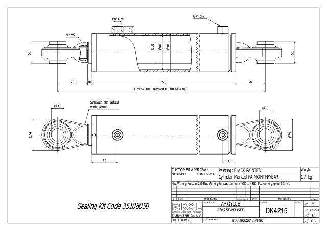 Cylinder Lmin = 600 mm