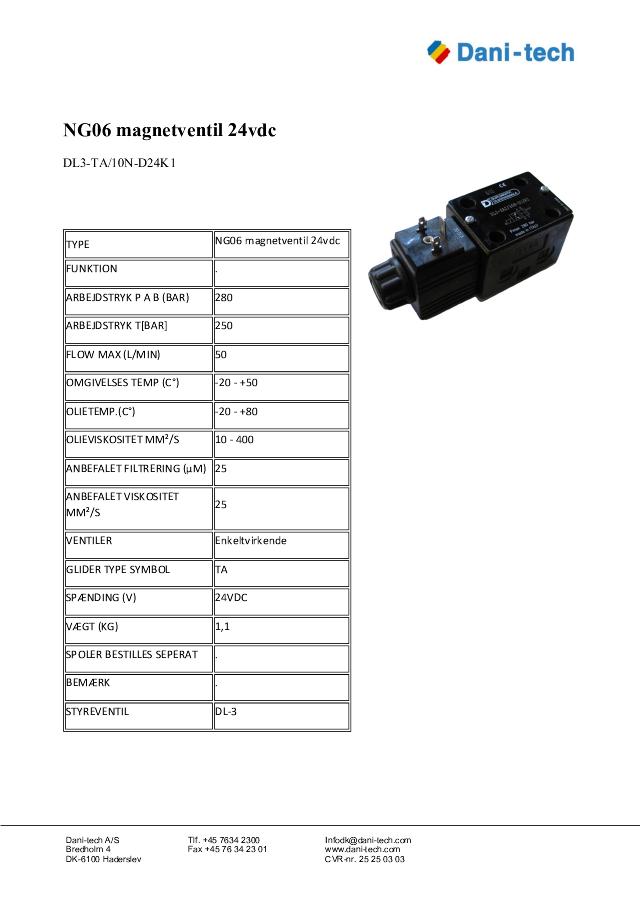 NG06 magnetventil 24 V DC