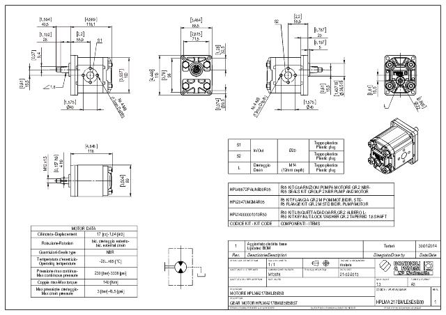 HPLMA1 Gr.2 17 cm³ Gearmotor Europæisk standard, 1:8 konisk