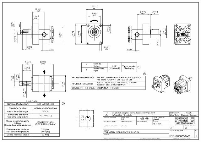 HPLMA Gr.1 3,73 cm³ Gearmotor integreret support Europæisk D50,8, Ø18mm cylindrisk