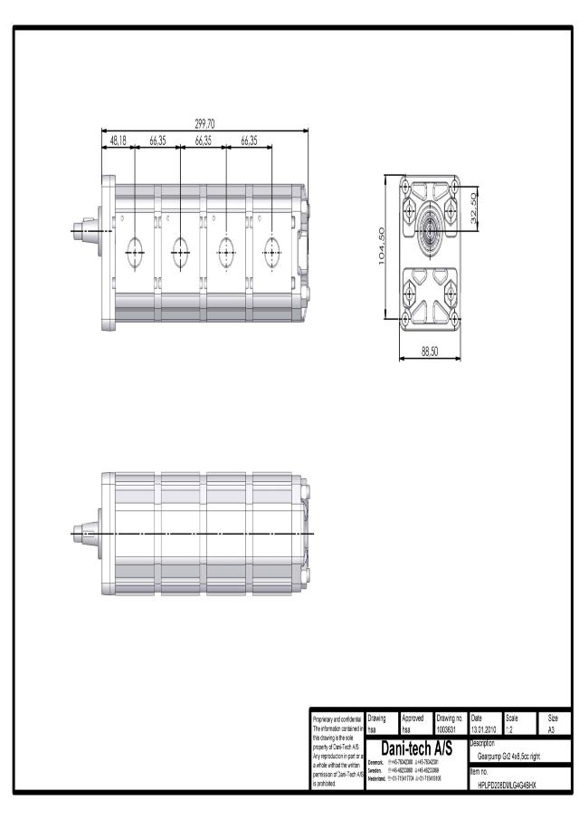 HPLPD Gr.2 8,5 cm³ Quadriple gear pump Europæisk, 1:8 konisk