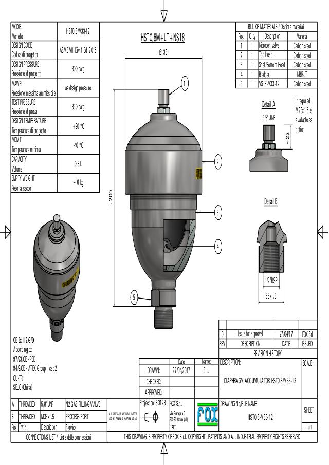 Akkumulator  0,8 L 60/300 Bar