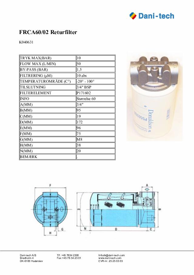 FRCA60/02 Returfilter