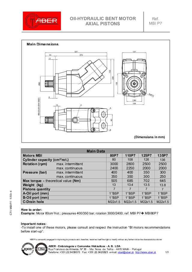 Piston motor 126 cc Bi