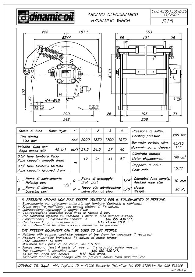 Hydraulic winch S15