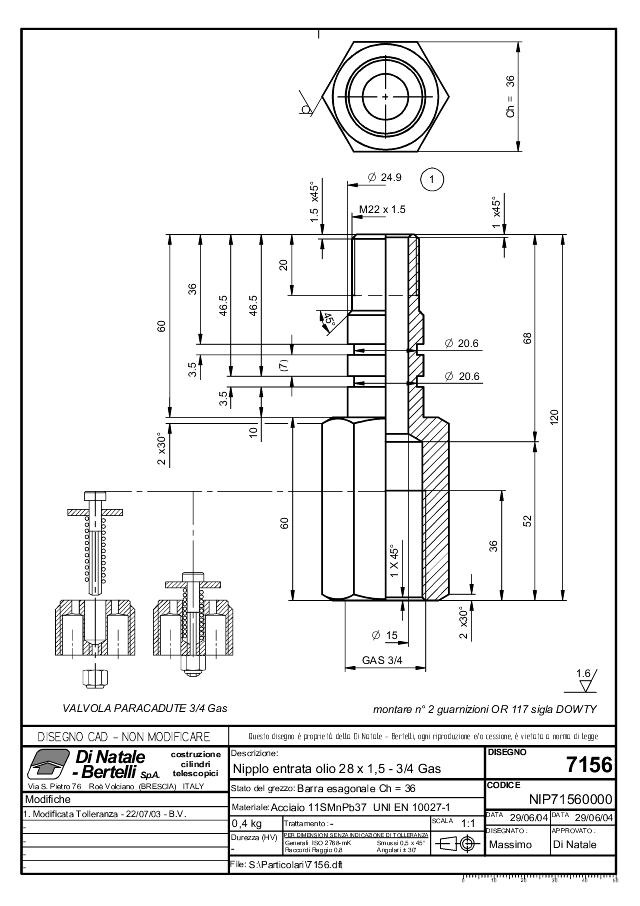 Oil inlet pin m/slangebr. 3/4″