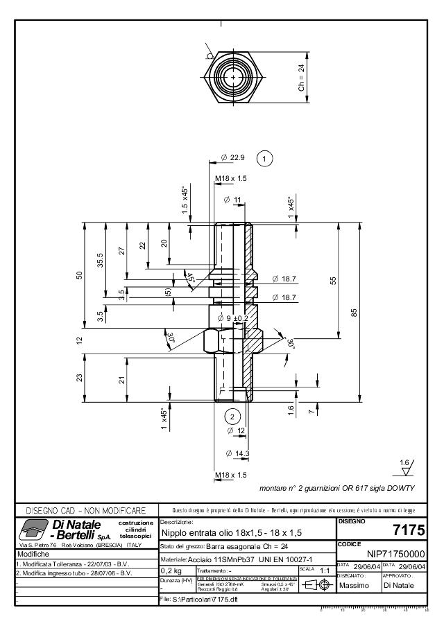 Oil inlet pin u/slangebr. 12L