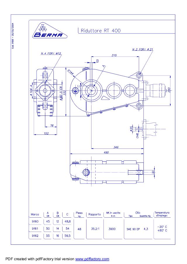 Berma RT400 SAE A gear 35,2:1 390 daNm