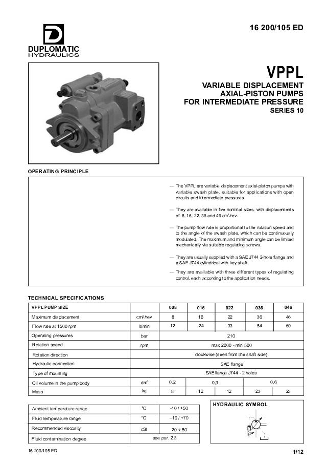 Stempelpumpe 36 cc Trykreguleret 