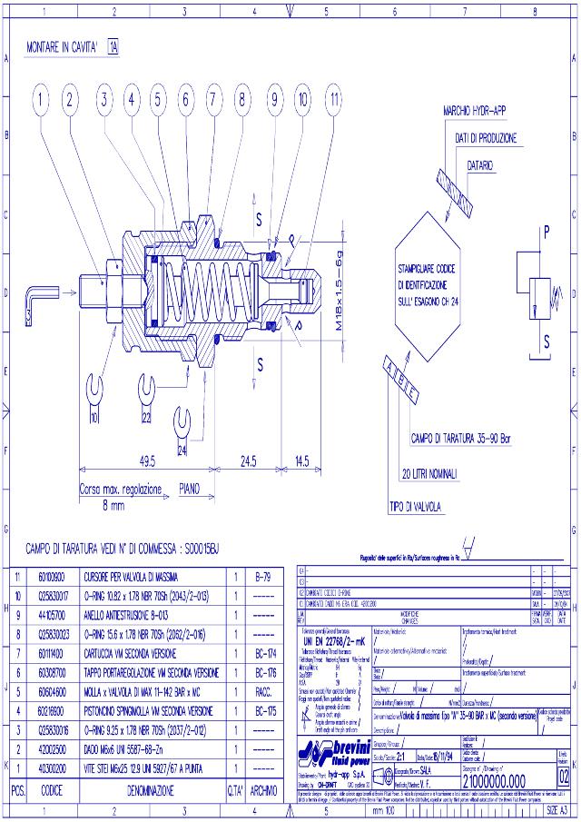 Overtryksventil MC V0A 35-110 (50) Bar