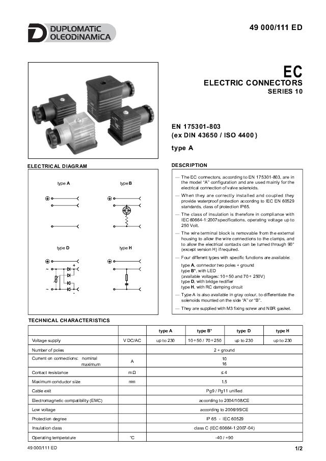 Stik 10-50V AC/DC m. lysdiode