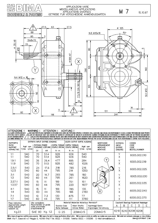 M7 gear 1:1,9_1 3/8Z6 ø35