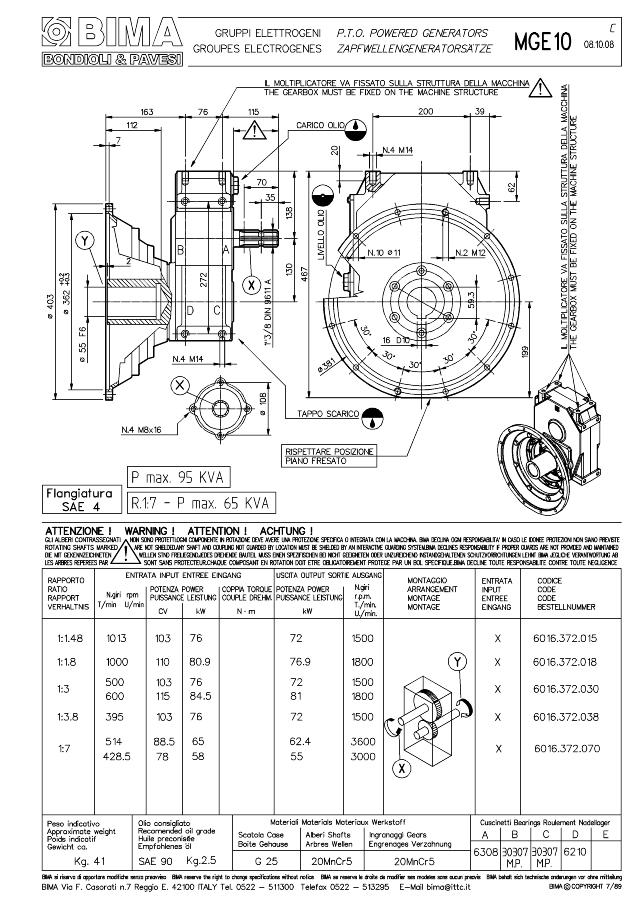 MGE10 gear 1:3,0 SAE-4