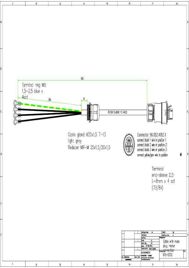 Cable with male plug