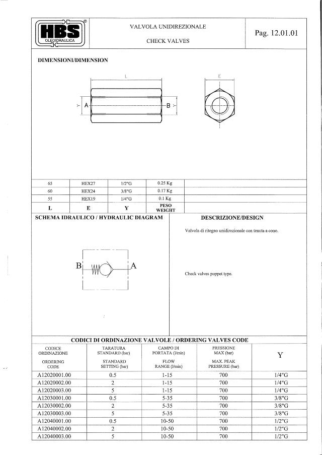 Kontraventil, 1/4″, 5 bar, Kegle