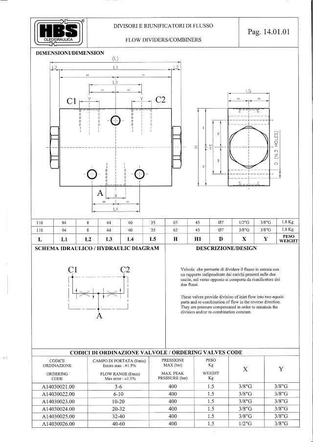 Flowdeler 40-60l 400bar 1/2″