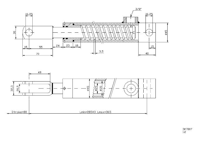 Bremsecylinder 32/25 x 80 mm m/returfjeder