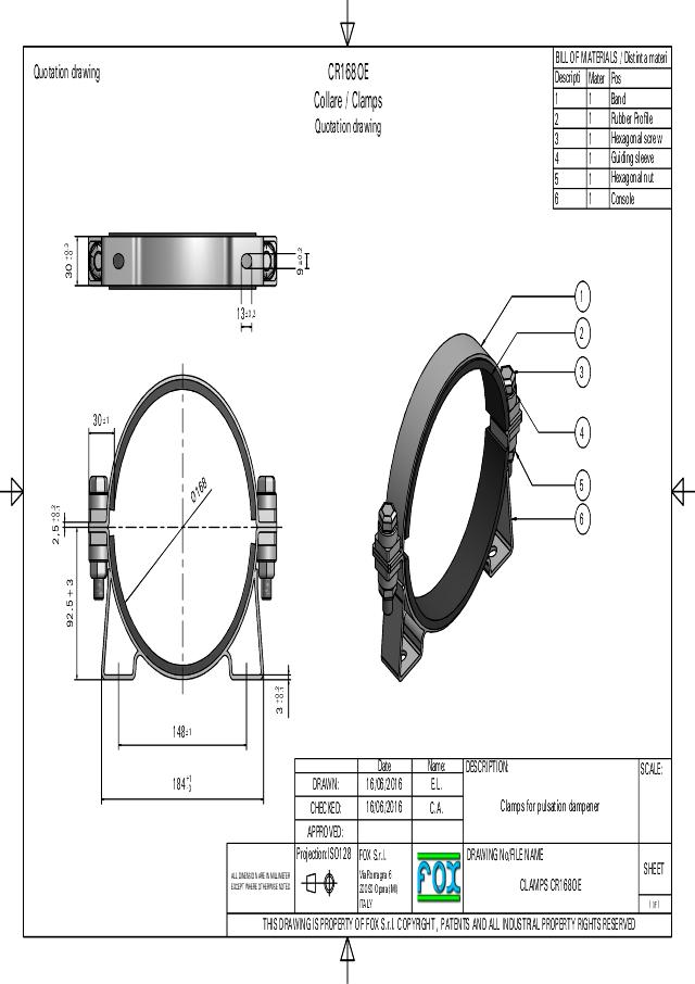 Clamps f/akkumulator Ø168 mm