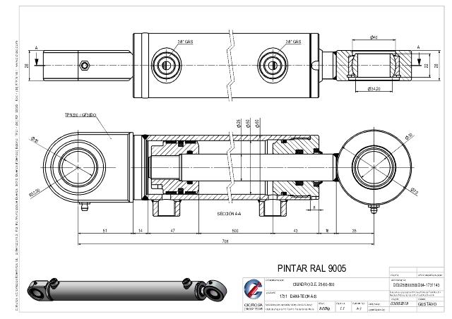 Cylinder l-min = 706 mm