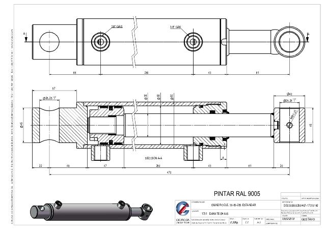 Cylinder l-min = 470 mm