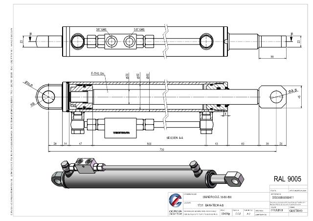 Cylinder l-min = 730 mm