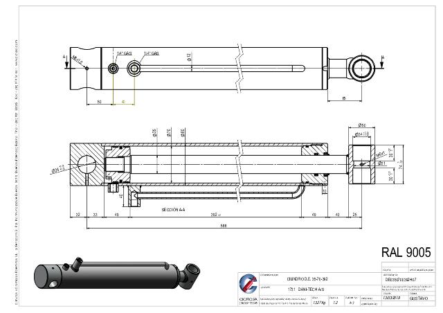 Cylinder l-min = 588 mm