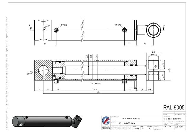 Cylinder l-min = 625 mm