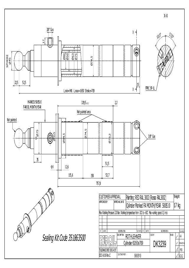 Cylinder l-min = 941 mm spec