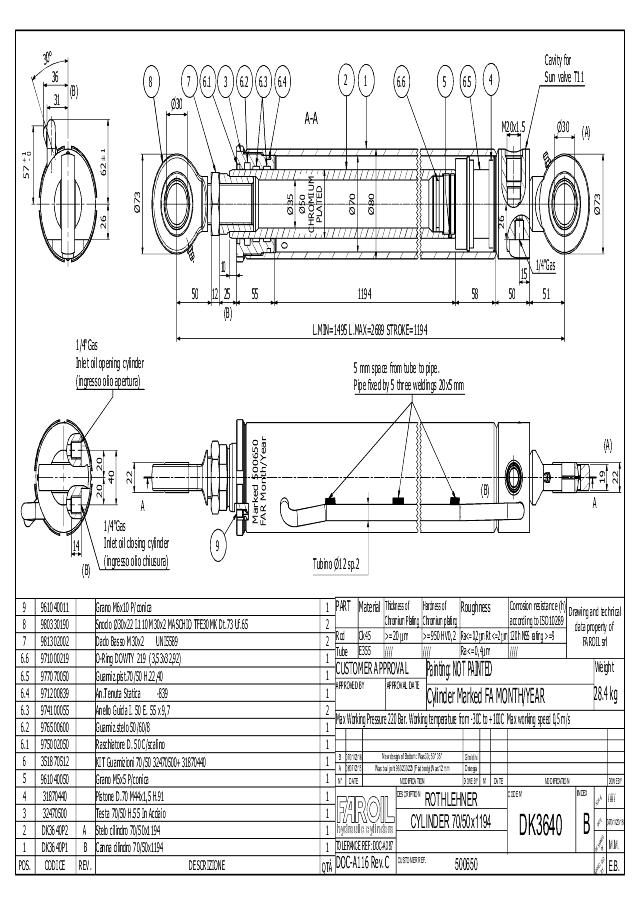 Cylinder Lmin = 1495 mm spec