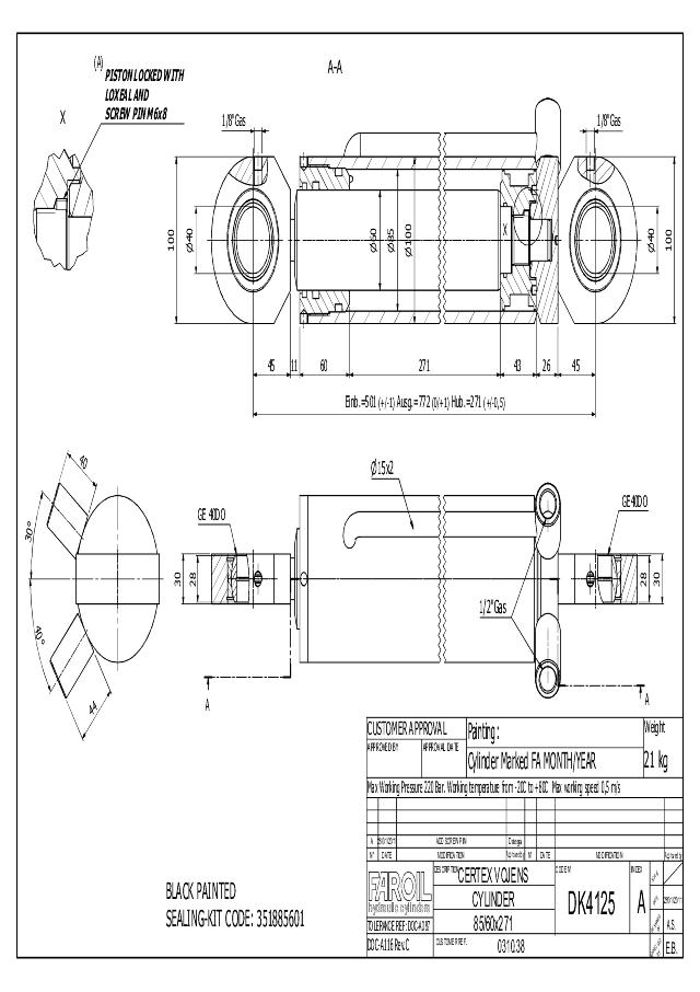 Cylinder L-min = 500 mm +/-1