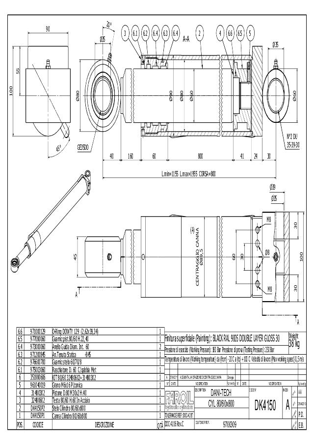 Cylinder Lmin =1155 mm