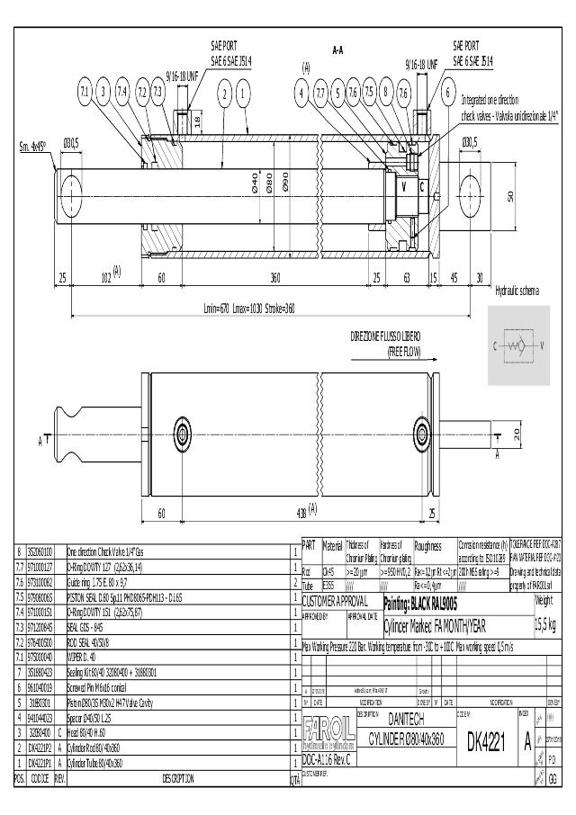 Cylinder L-min=670 mm