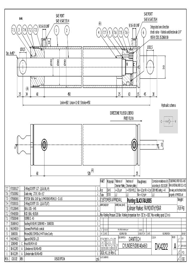 Cylinder L-min=692 mm