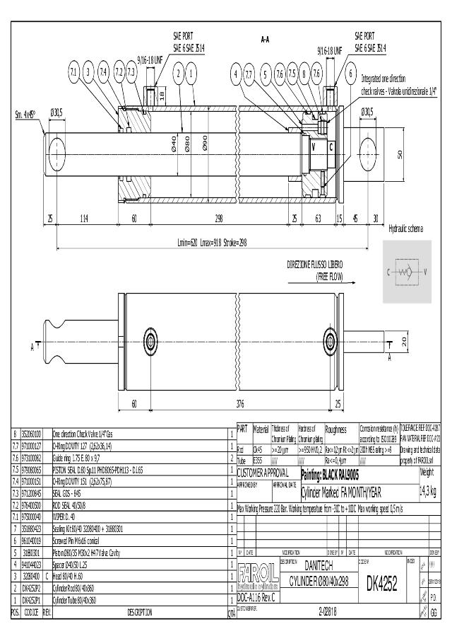 Cylinder L-min=620 mm