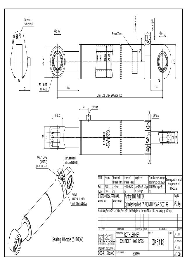 Cylinder Lmin = 1218 mm spec