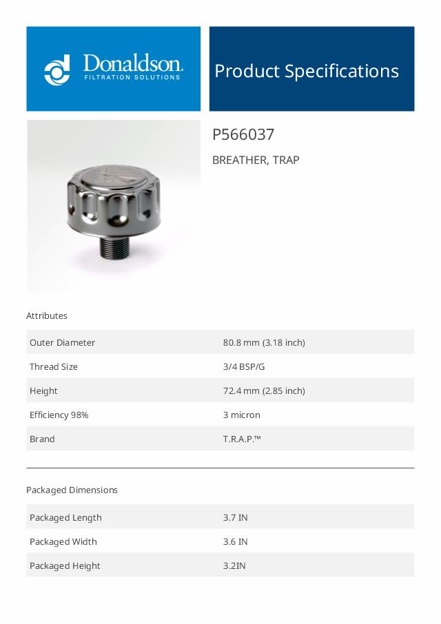 TRAP breather 3/4″ BSP Metal 3 µm